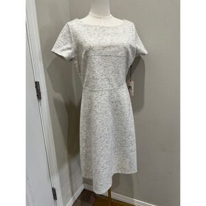 NWT Ivanka Trump Textured Sheath Dress Short Sleeve Boat Neck White Size 12